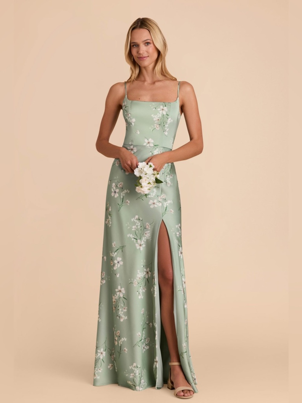 Birdy Grey Mai Dress Matte Satin Sage Le Fleur S NWOT - Picture 3 of 13
